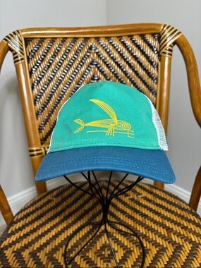 Patagonia Trucker Hat Geodesic Flying Fish Aqua Mesh Snapback